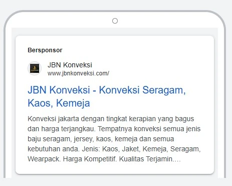 contoh iklan google bandung untuk bisnis konveksi