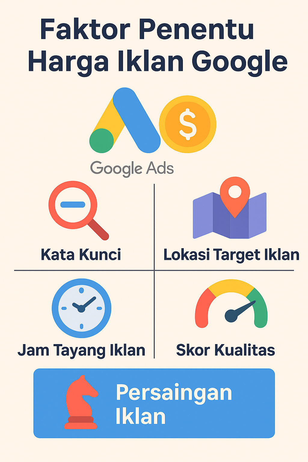 Infografis tentang faktor yang memengaruhi harga iklan Google dan cara mengoptimalkannya
